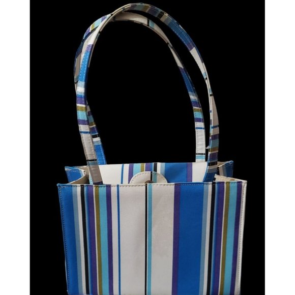 Summer Striped handbag with feet magnetic closure - Picture 2 of 7